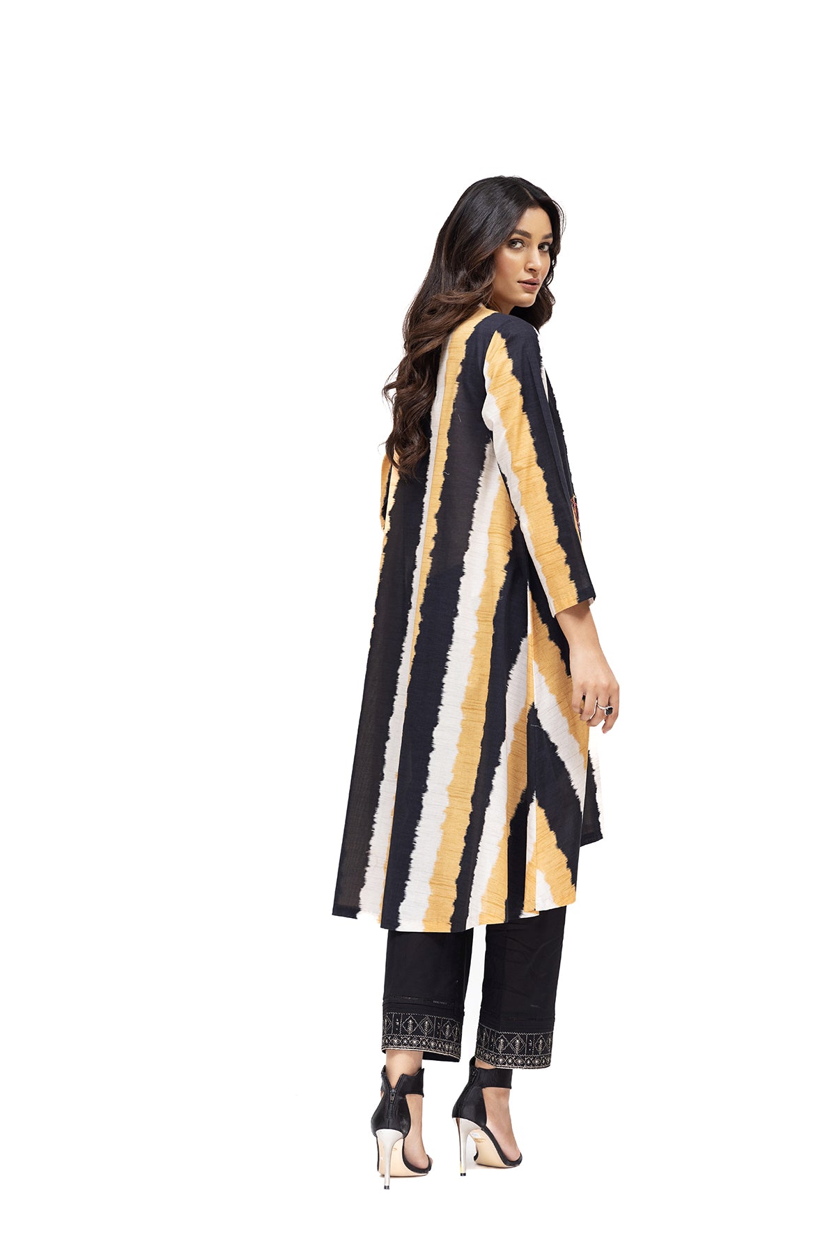 PE22-96-A-Line Printed Embroidered Shirt 1PC