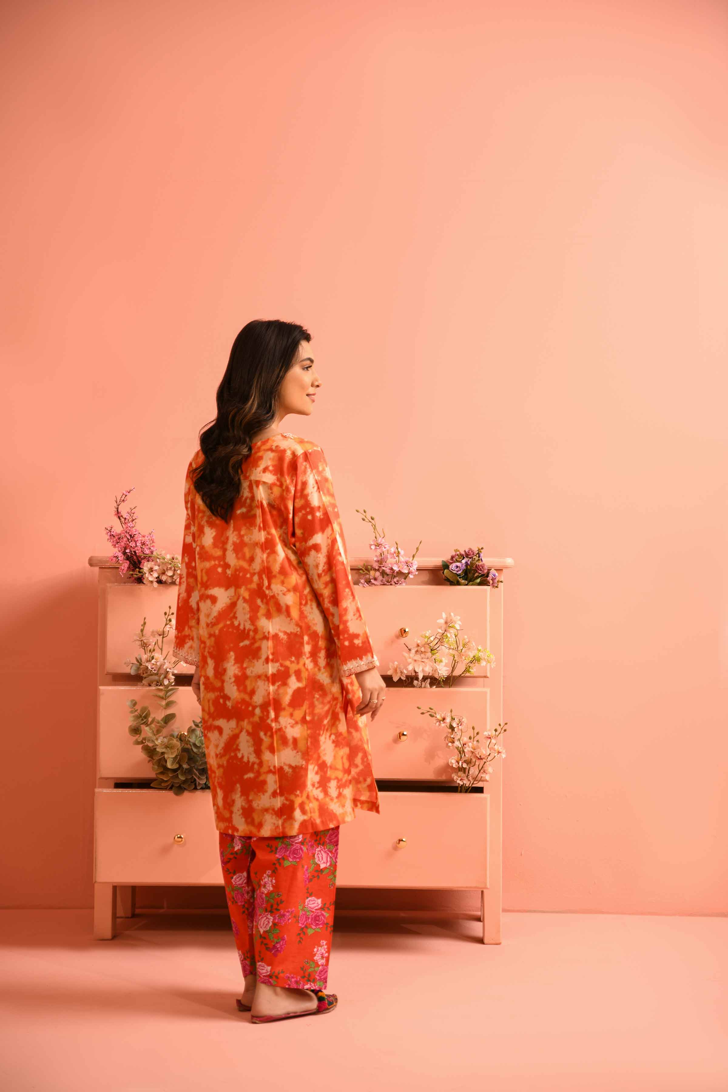 2 Piece - Printed Embroidered Suit - PE23-133