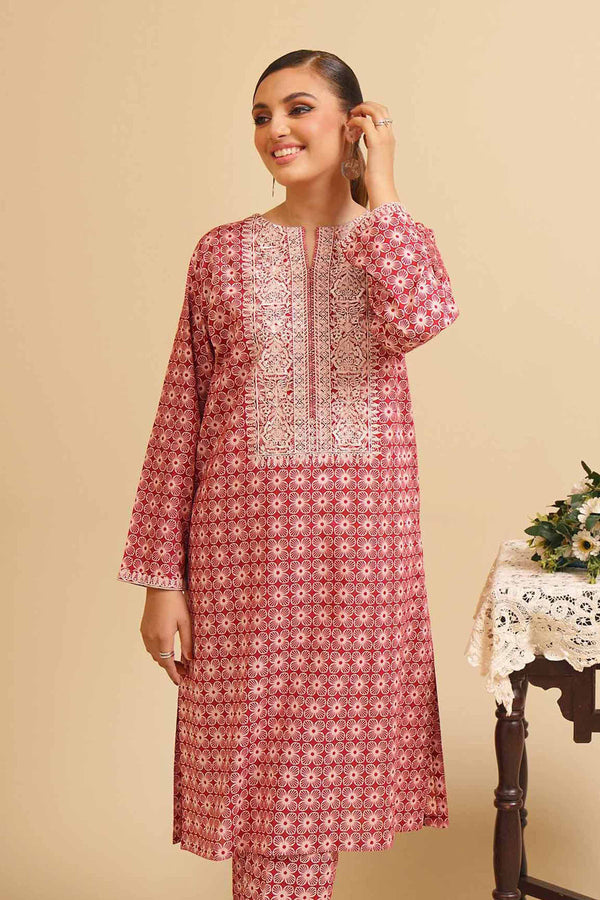 2 Piece - Printed Embroidered Suit - PE24-226