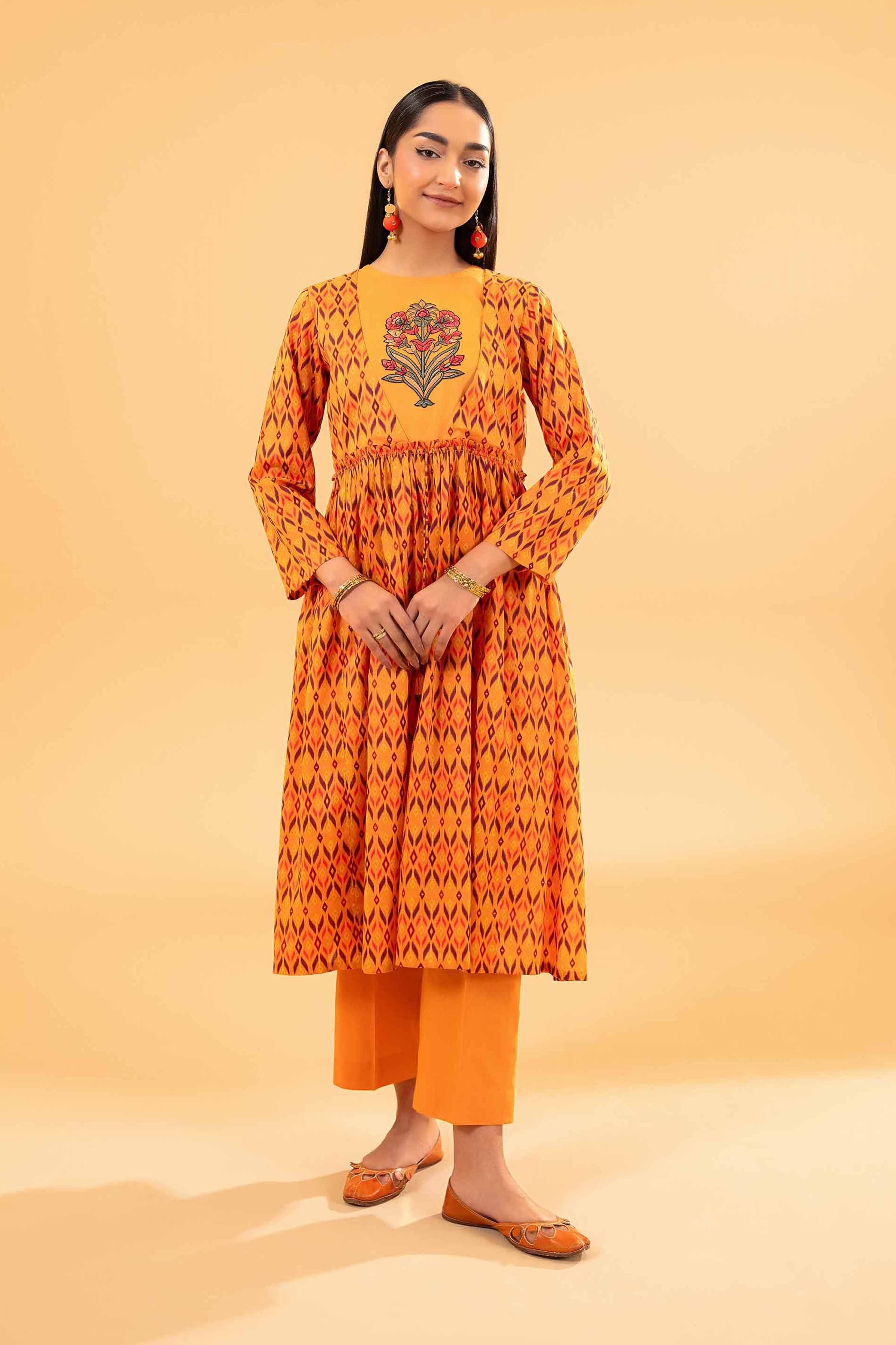 2 Piece - Printed Embroidered Suit - PE24-270