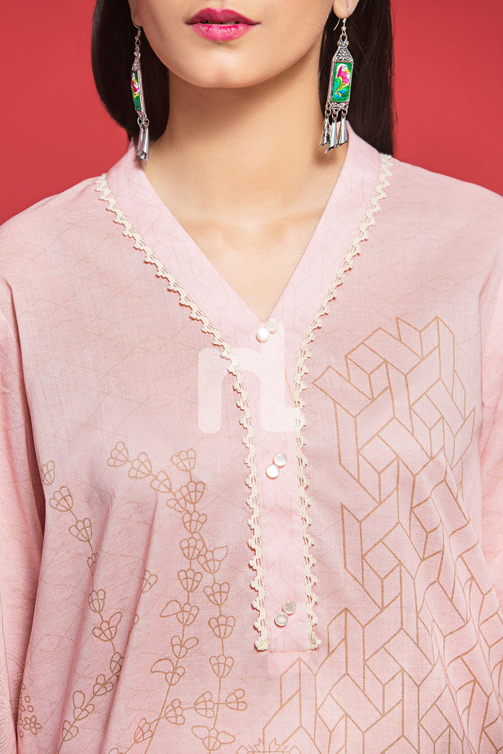 PPE19-38 Pink Printed Stitched Shirt - 1PC - Nishat Linen UAE