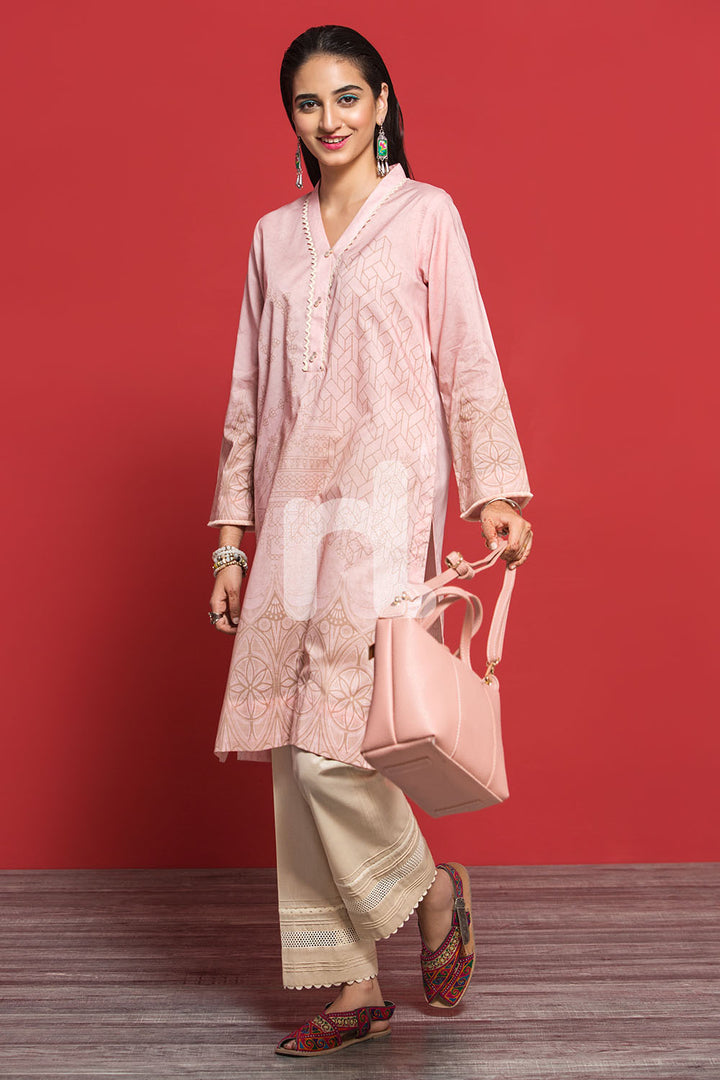 PPE19-38 Pink Printed Stitched Shirt - 1PC - Nishat Linen UAE
