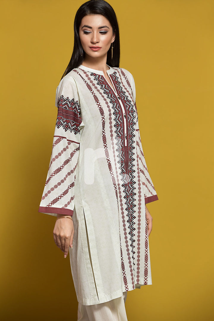 PPE19-39 Off White Digital Printed Stitched Lawn Shirt - 1PC - Nishat Linen UAE