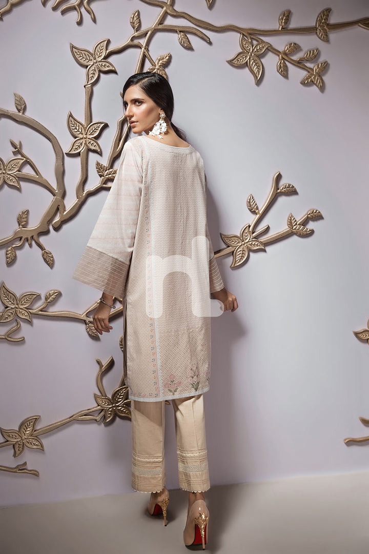 PPE19-53 Peach Digital Printed Embroidered Stitched Lawn Shirt - 1PC - Nishat Linen UAE