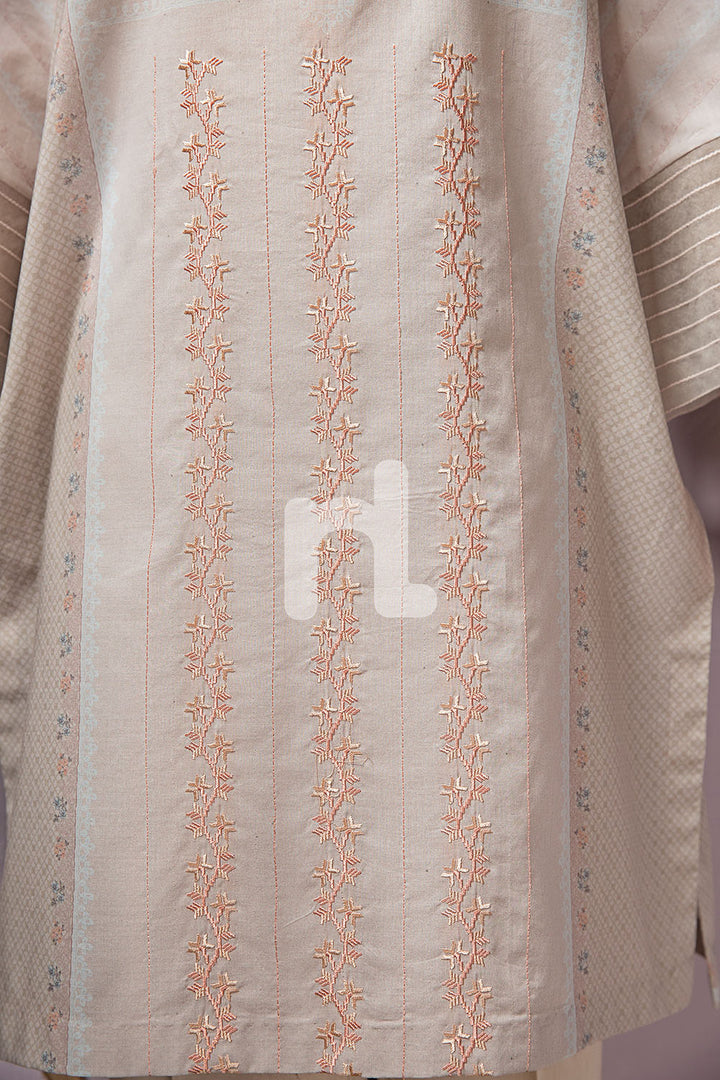PPE19-53 Peach Digital Printed Embroidered Stitched Lawn Shirt - 1PC - Nishat Linen UAE