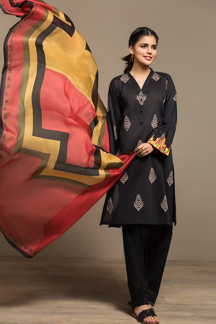 PS20-121 Dyed Embroidered Stitched Lawn Shirt & Printed Dupatta - 2PC - Nishat Linen UAE
