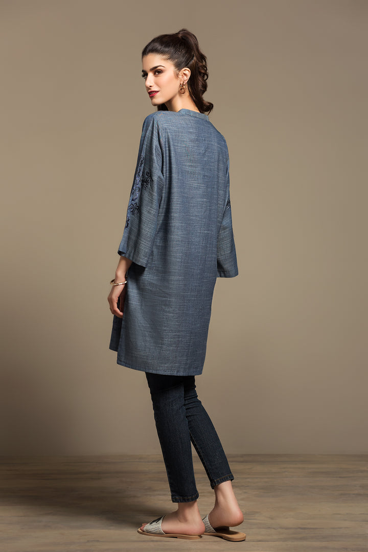 PS20-164 Dyed Embroidered Stitched Denim Shirt - 1PC - Nishat Linen UAE