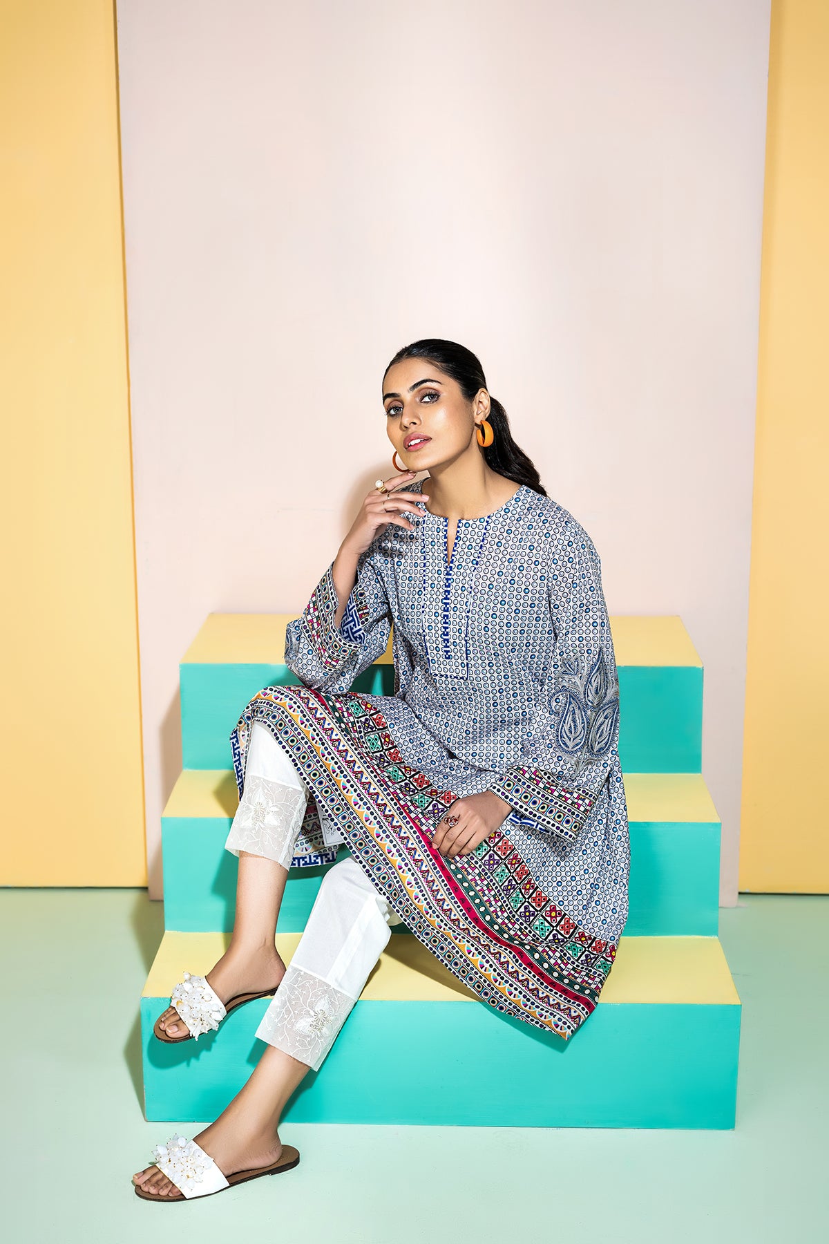 PS20-212-Self Embroidered & Ethnic Border Shirt-1PC