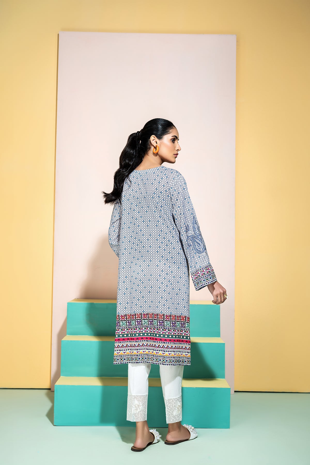 PS20-212-Self Embroidered & Ethnic Border Shirt-1PC