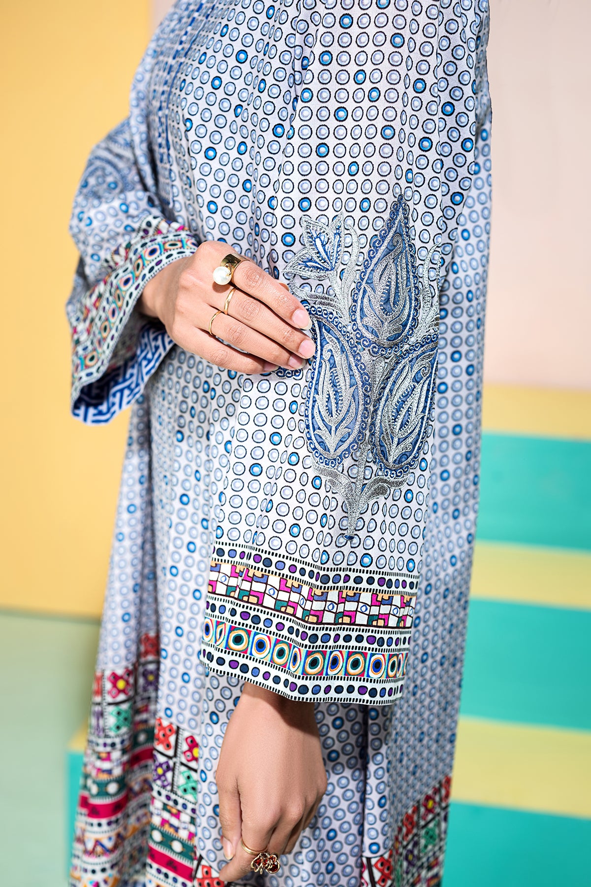 PS20-212-Self Embroidered & Ethnic Border Shirt-1PC