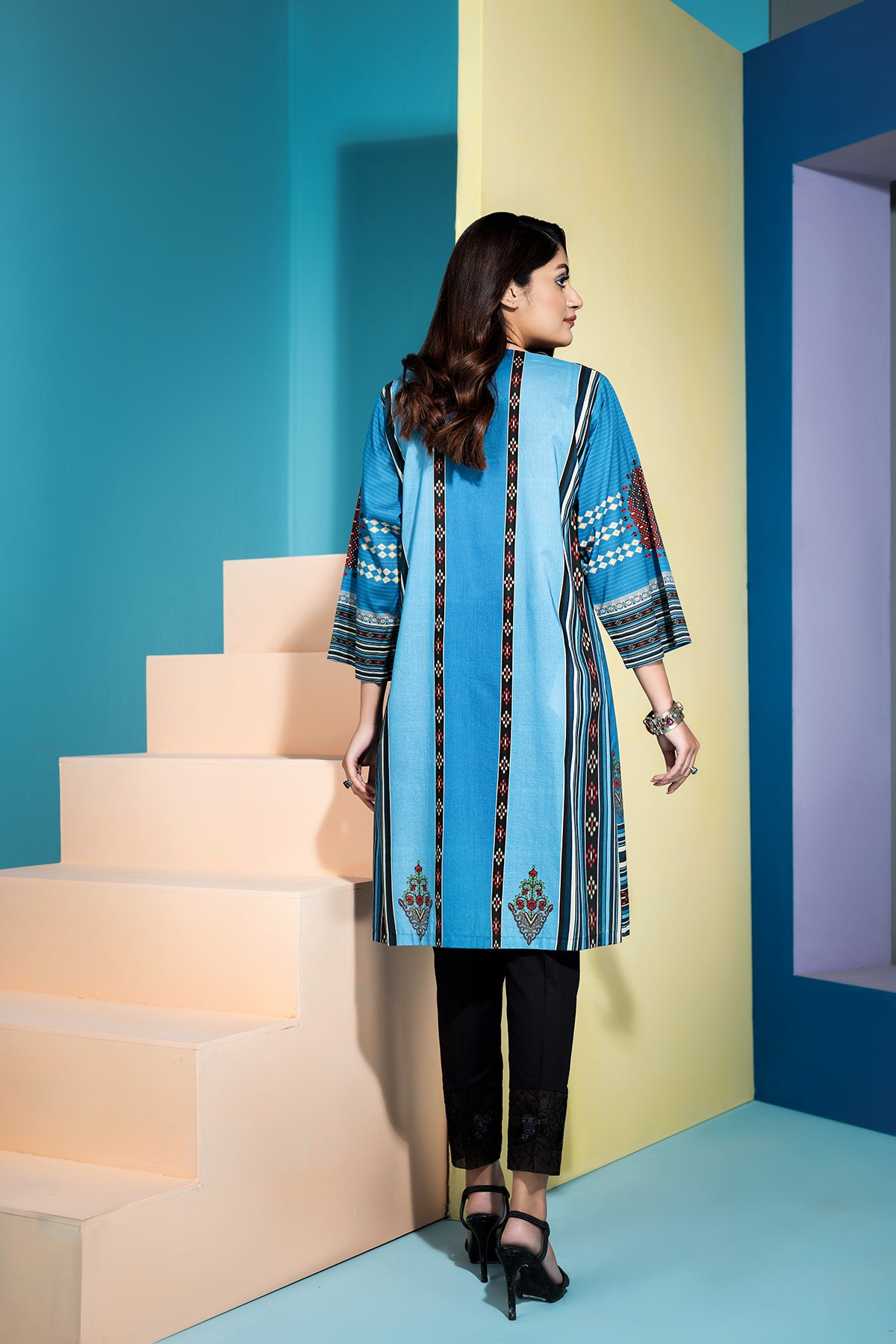 PS20-214-Piping & Button Detailing Ethnic Straight Shirt-1PC