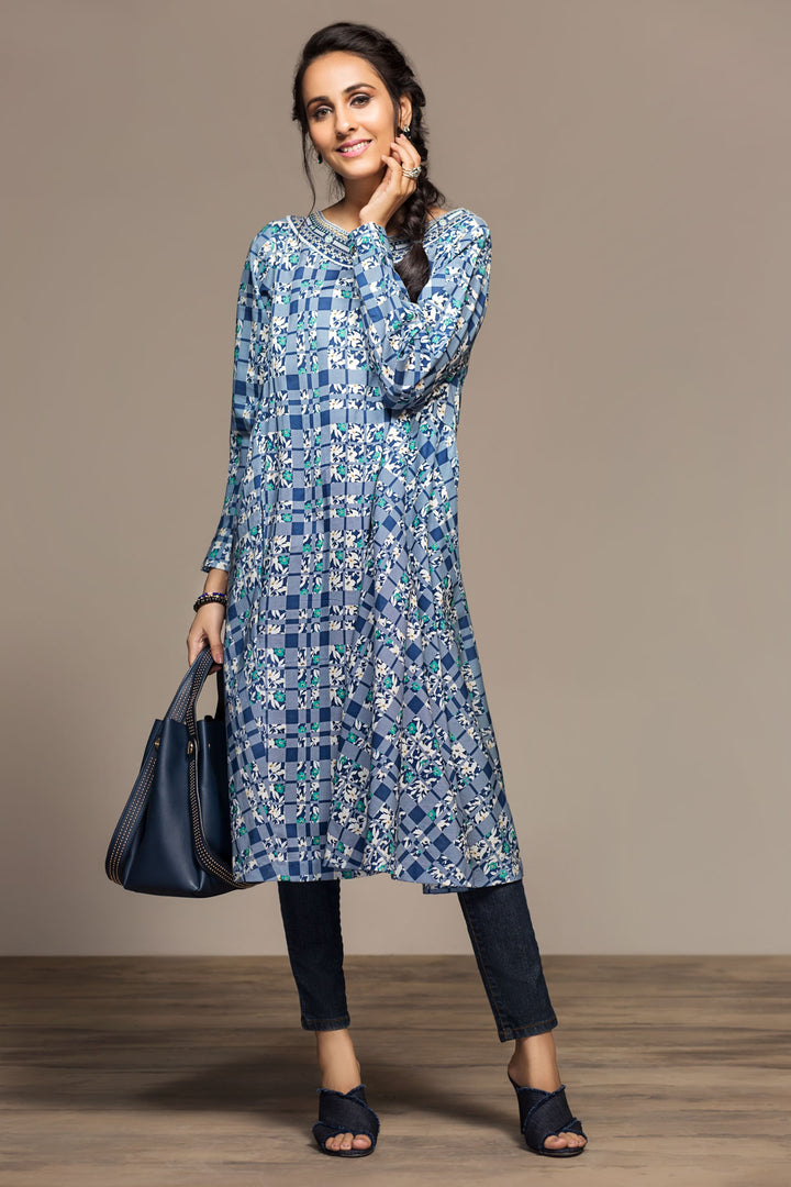 PS20-46 Printed Embroidered Stitched Frock - 1PC - Nishat Linen UAE