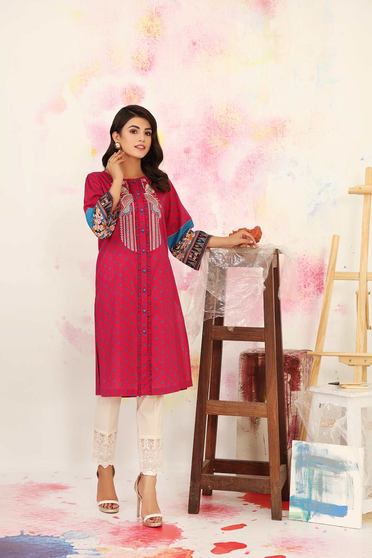PS21-108-Basic Printed Button Down Shirt-1PC