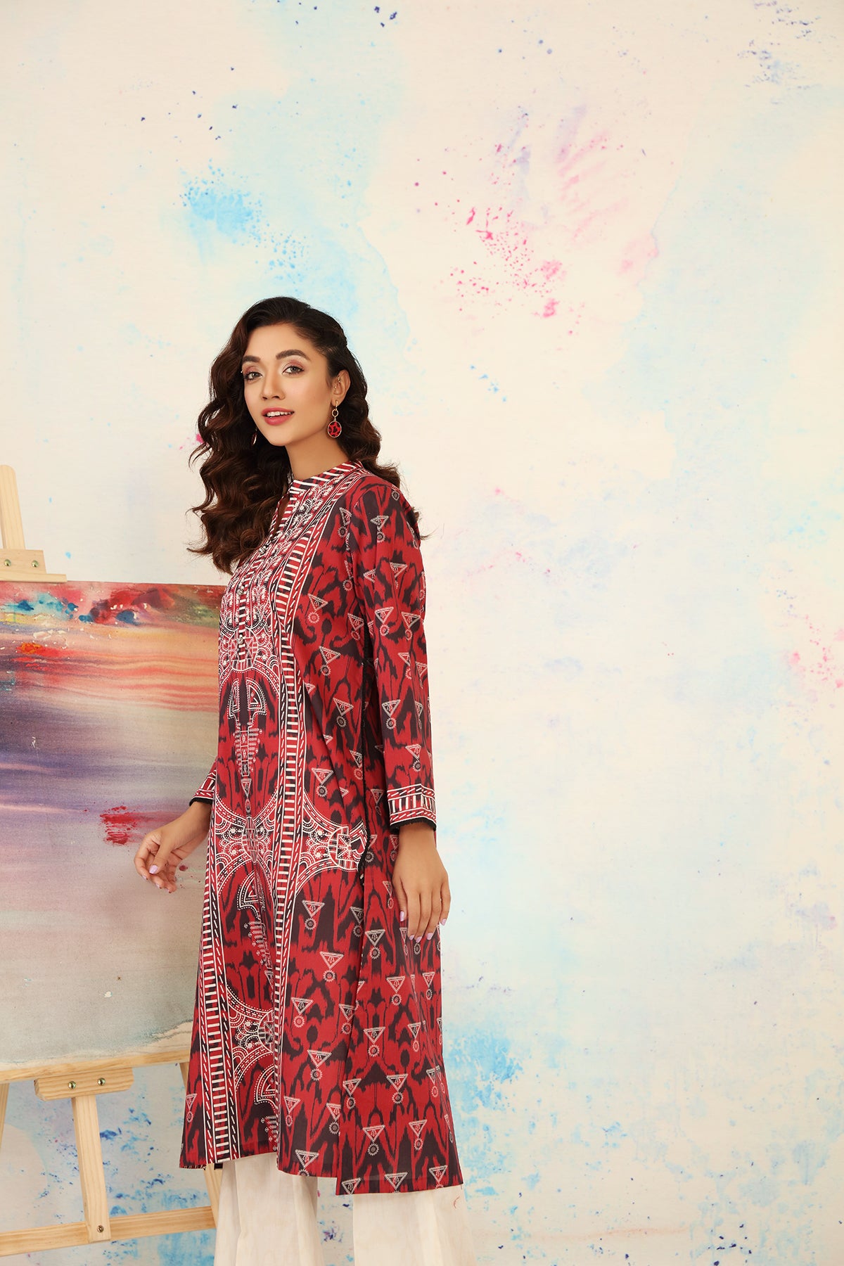 PS21-82-Basic Printed Shirt With Printed Trouser-2Pcs