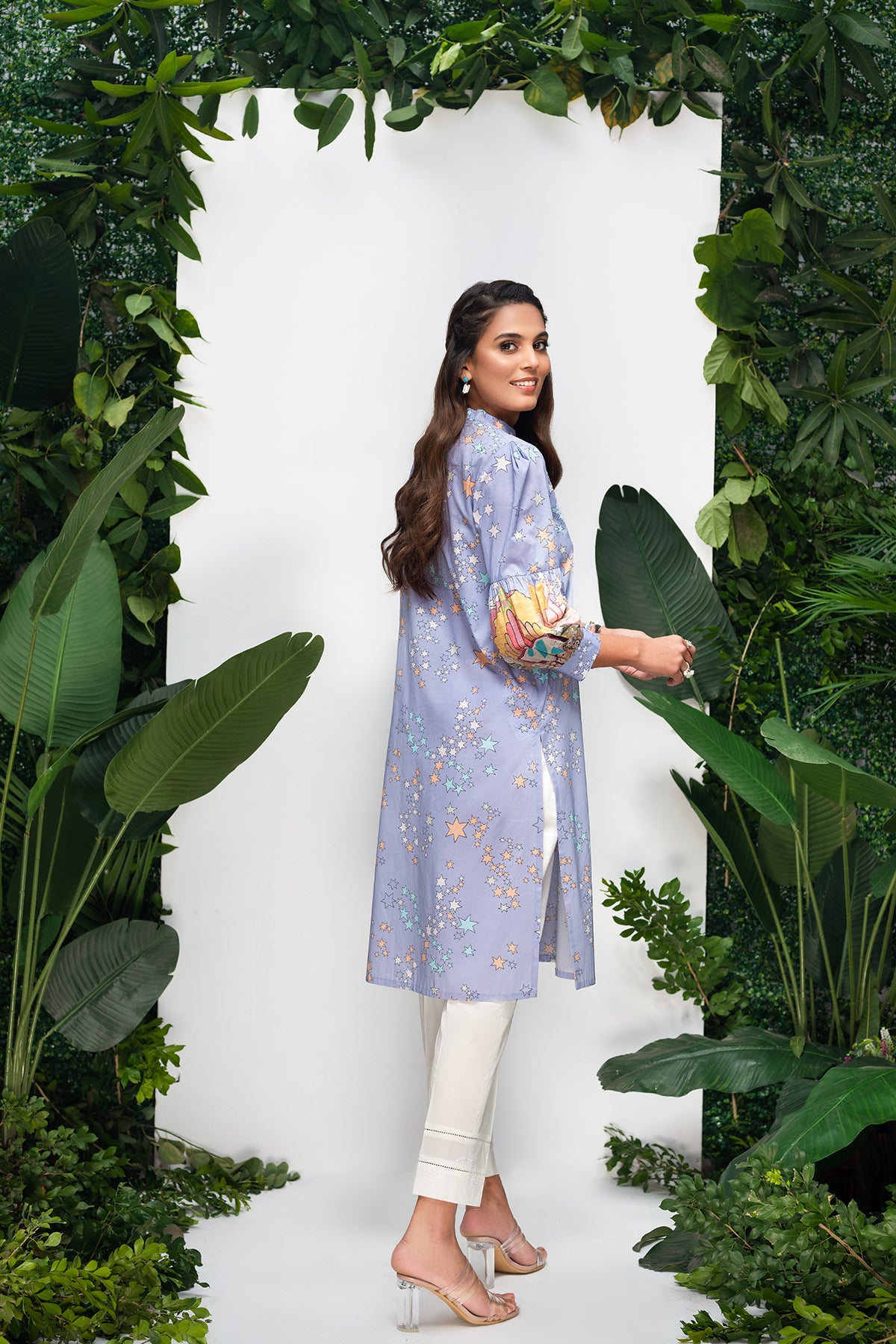 PS22-07-Printed Button Down Shirt 1PC