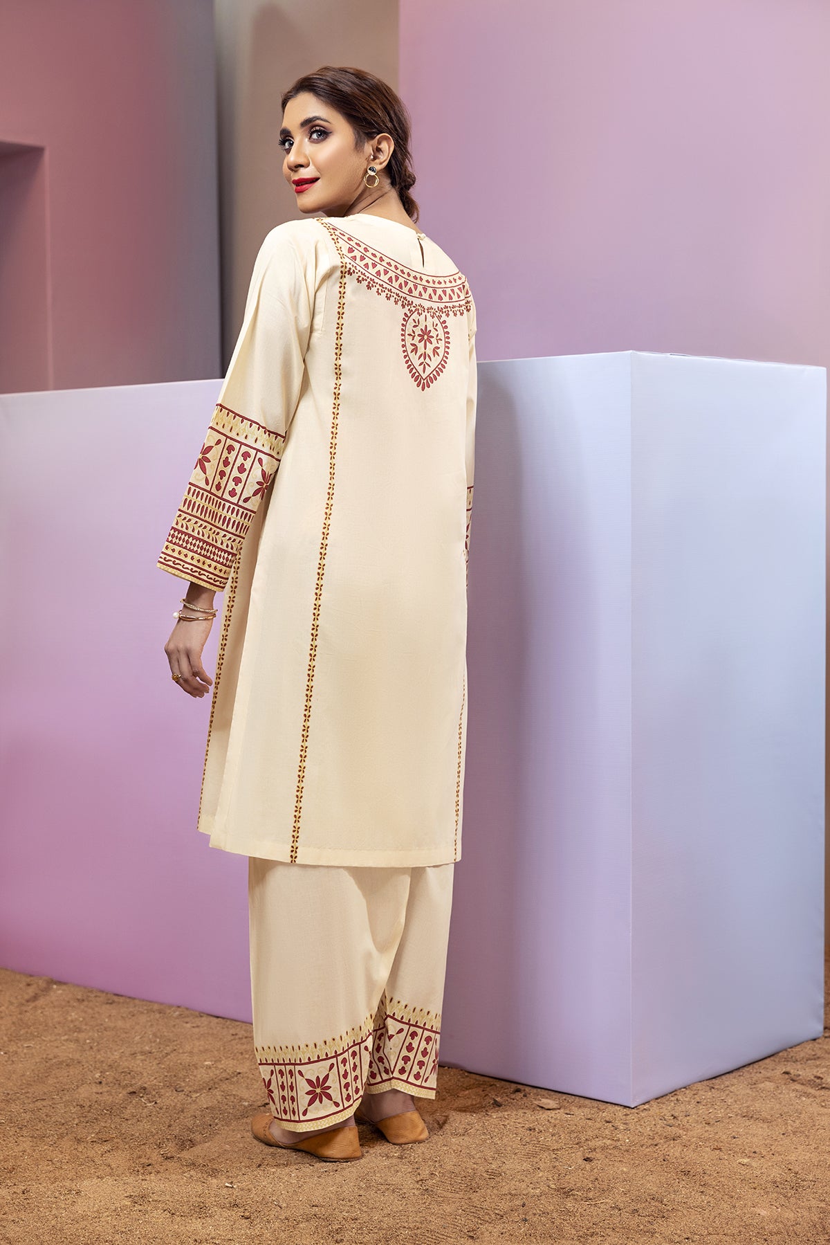 PS22-129-Printed Kurta With Trousers 2PC