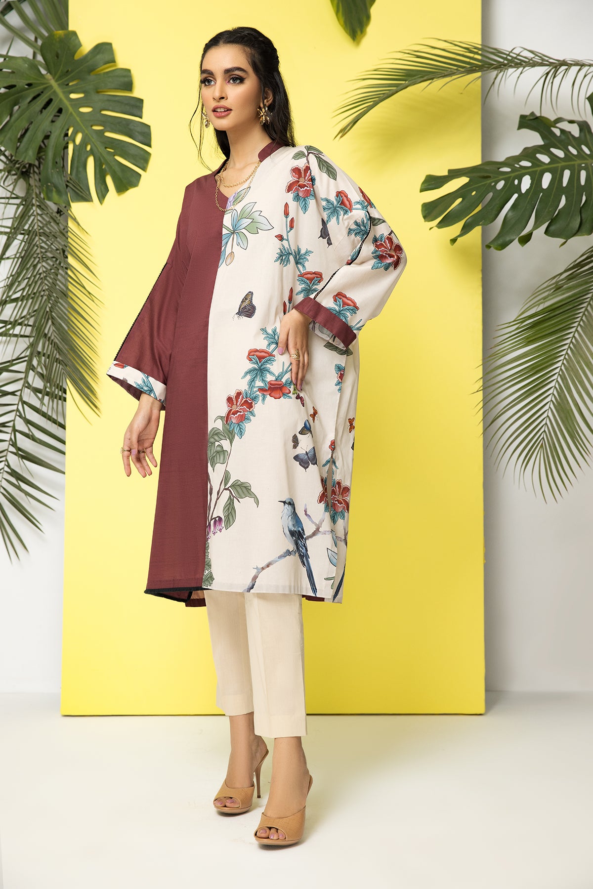 PS22-18-Printed Fray Detail Tunic 1PC