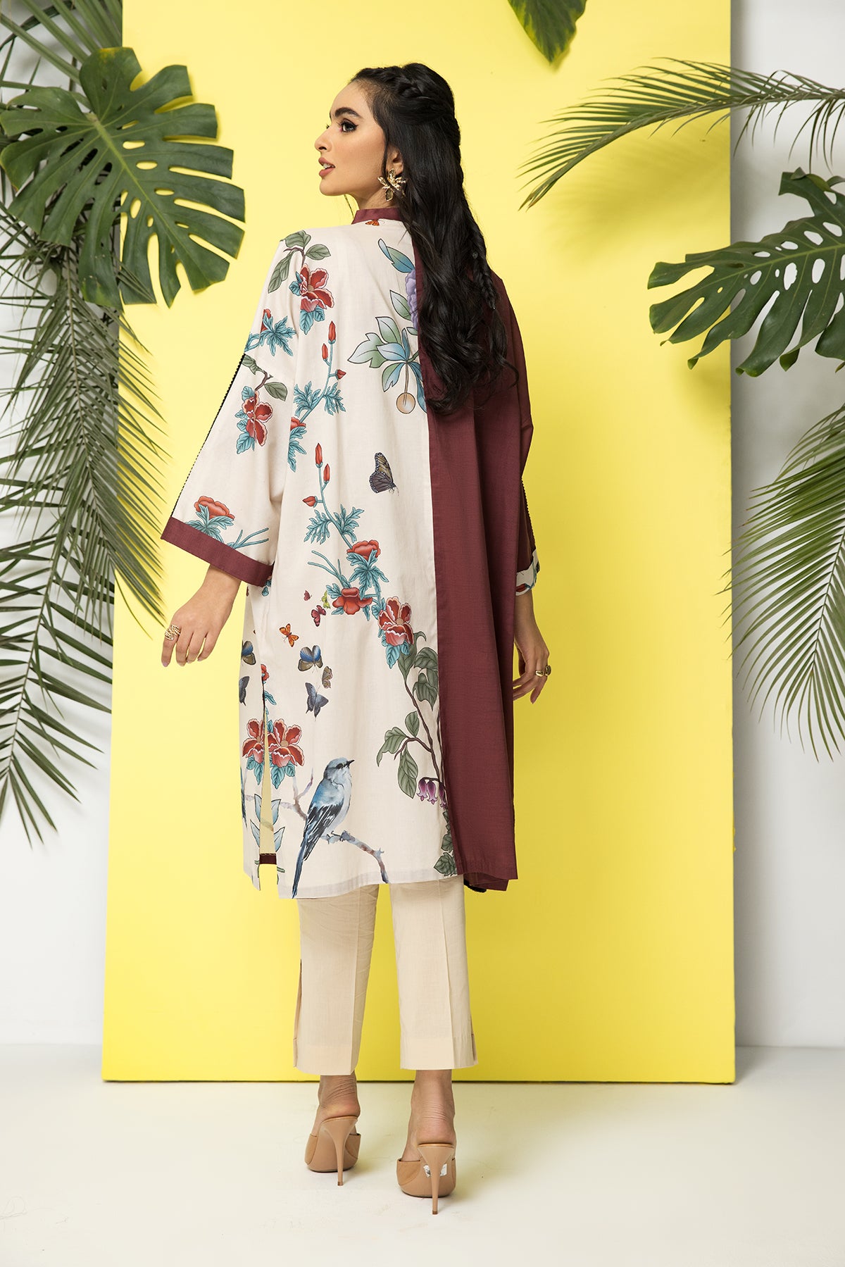 PS22-18-Printed Fray Detail Tunic 1PC