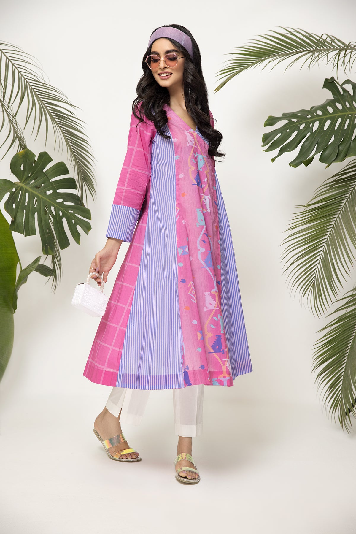 PS22-33-Printed Angrakha Shirt 1PC