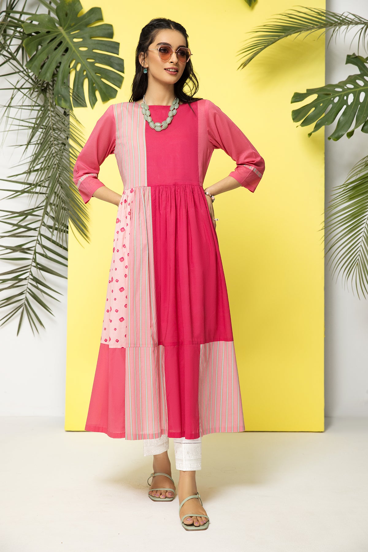 PS22-36-Printed Long Dress 1PC