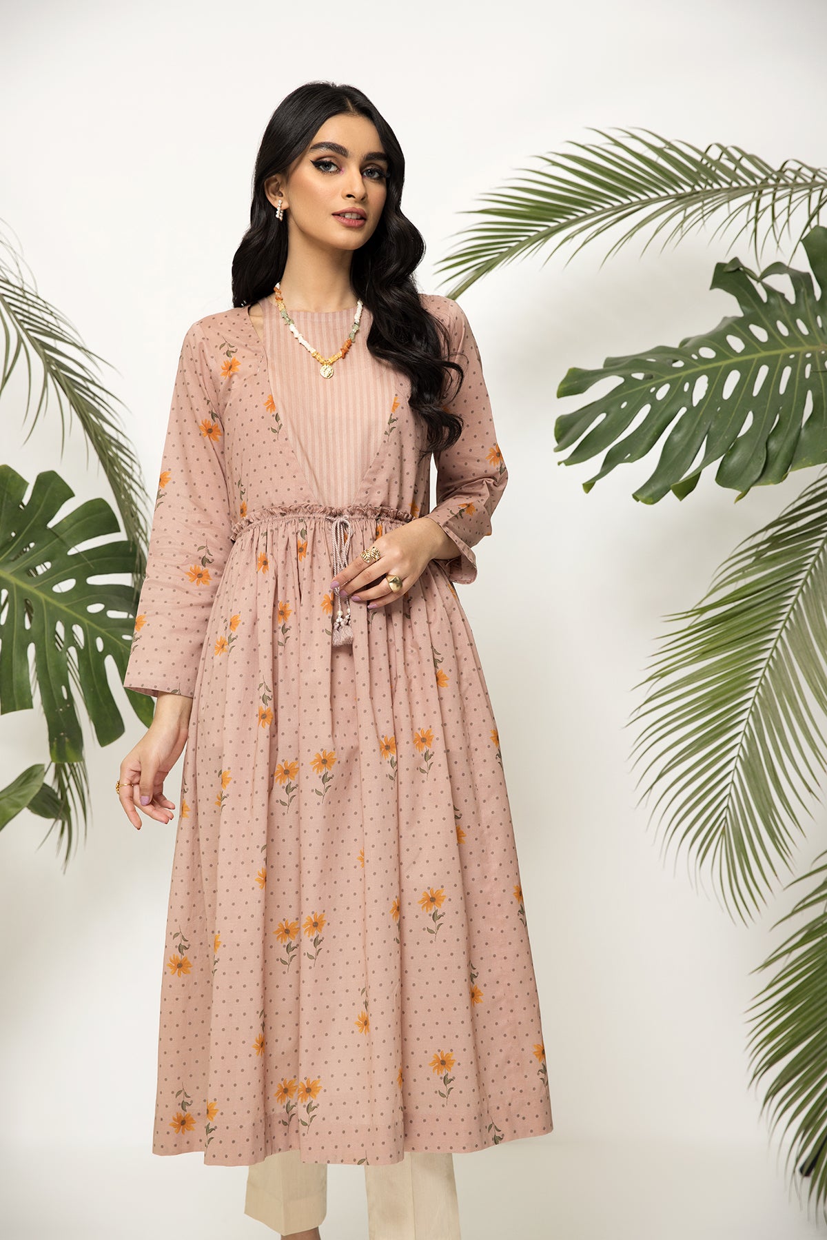 PS22-40-Printed Long Dress 1PC
