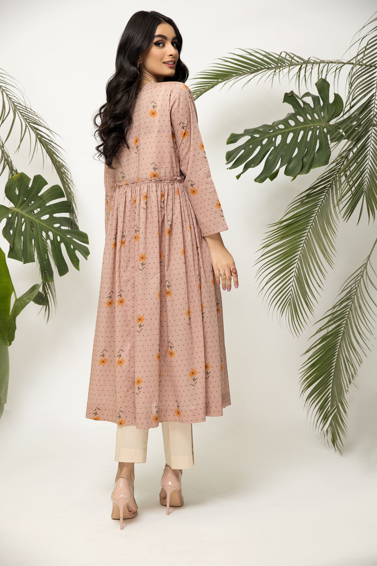 PS22-40-Printed Long Dress 1PC
