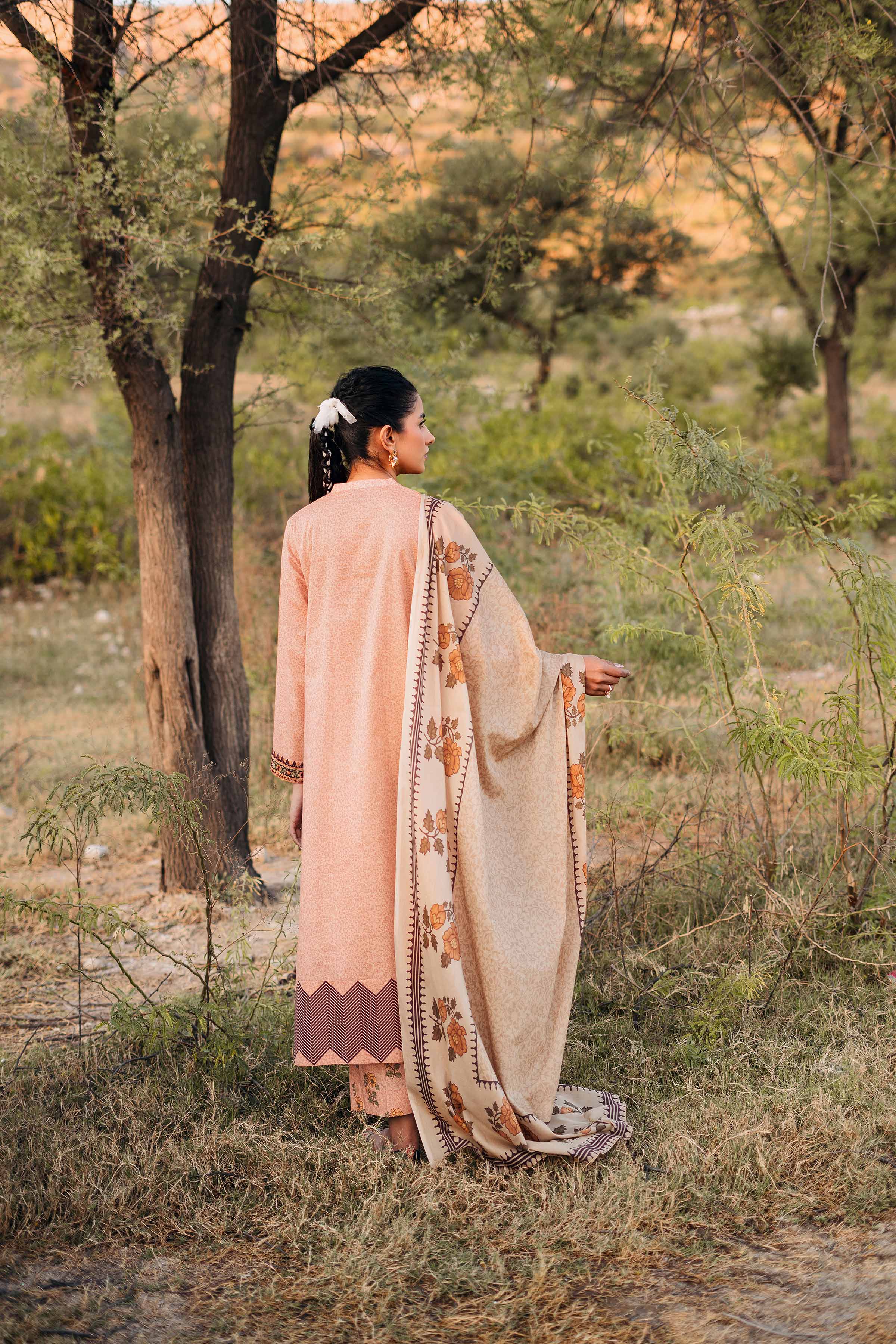 3 Piece - Printed Embroidered Suit - PS23-96