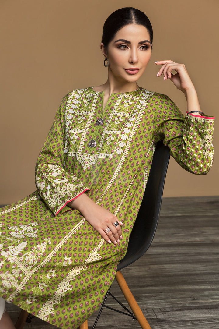 PW19-08 Green Digital Printed Embroidered Stitched Cotton Karandi Shirt - 1PC - Nishat Linen UAE
