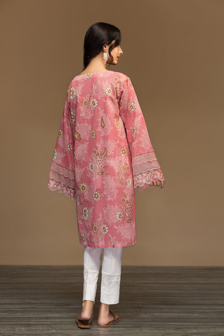 PW19-109 Pink Printed Embroidered Stitched Karandi Shirt - 1PC - Nishat Linen UAE