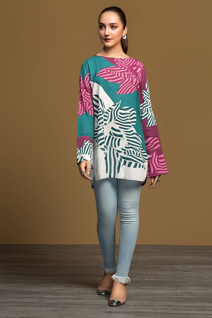 PW19-158 Pink Digital Printed Stitched Cotton Karandi Shirt - 1PC - Nishat Linen UAE