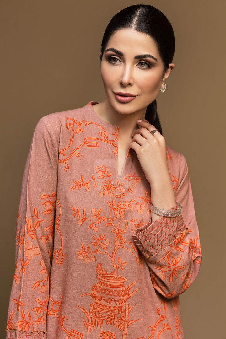 PW19-32 Pink Digital Printed Stitched Khaddar Shirt - 1PC - Nishat Linen UAE