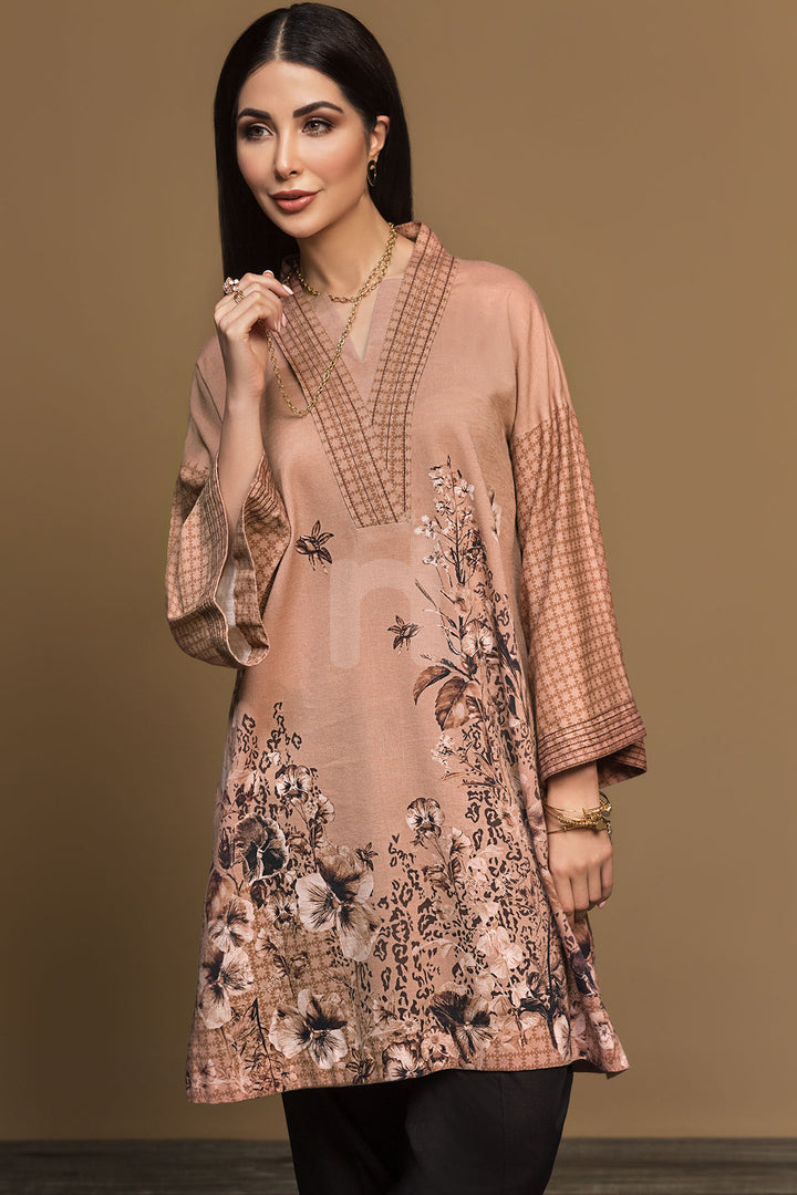 PW19-35 Brown Digital Printed Stitched Cotton Karandi Shirt - 1PC - Nishat Linen UAE