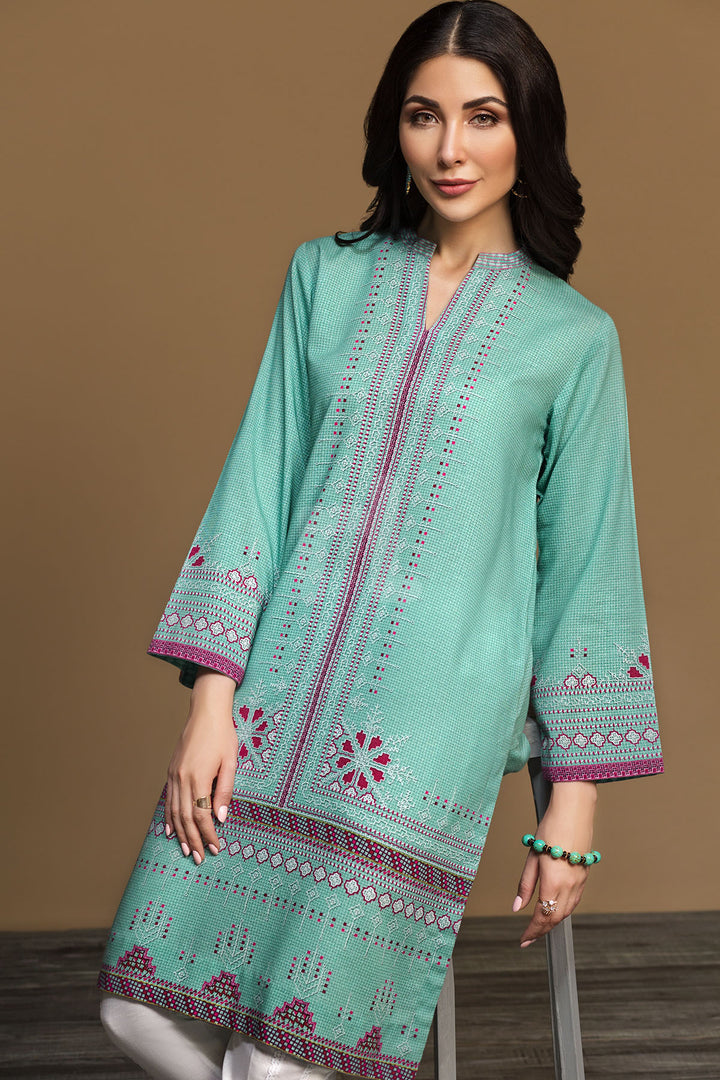 PW19-67 Green Digital Printed Stitched Cotton Karandi Shirt - 1PC - Nishat Linen UAE