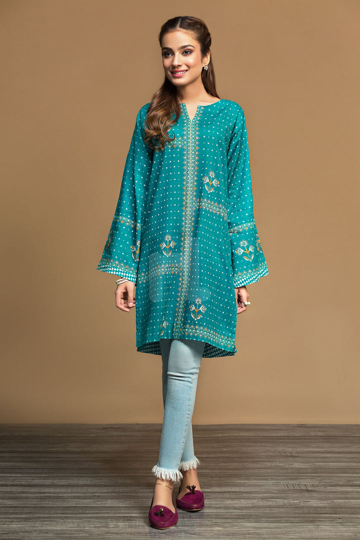 PW19-69 Green Digital Printed Stitched Cotton Karandi Shirt - 1PC - Nishat Linen UAE