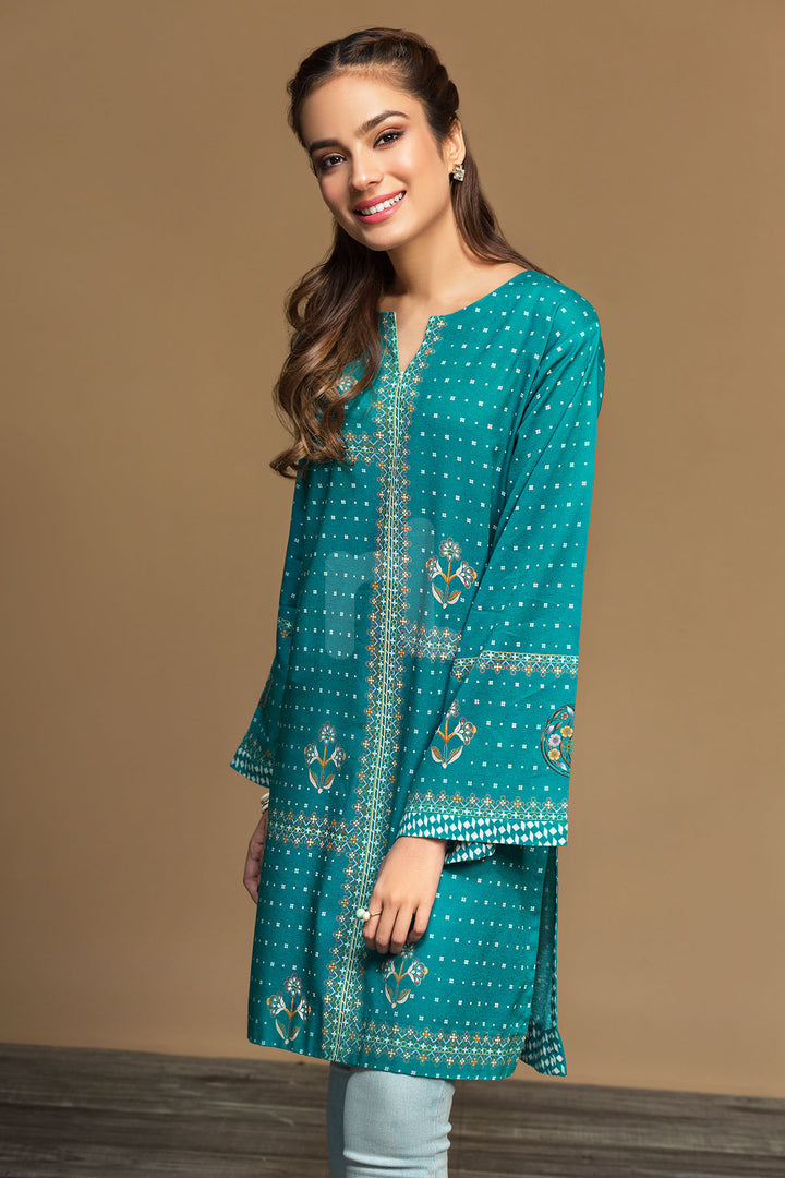 PW19-69 Green Digital Printed Stitched Cotton Karandi Shirt - 1PC - Nishat Linen UAE