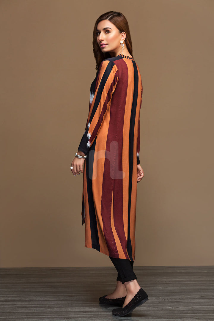 PW19-71 Black Digital Printed Stitched Linen Shirt - 1PC - Nishat Linen UAE