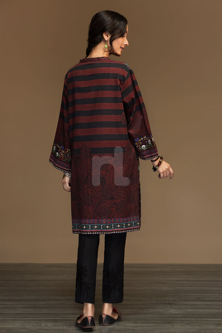 PW19-73 Maroon Digital Printed Stitched Khaddar Shirt - 1PC - Nishat Linen UAE