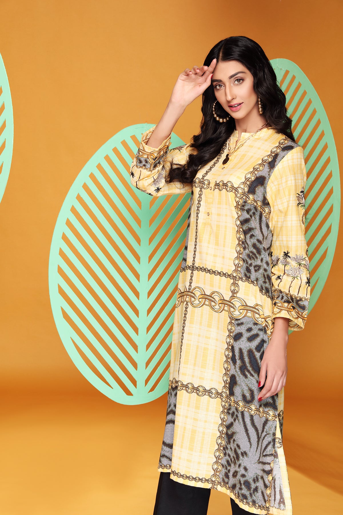 PW20-110 Embroidered Printed Stitched Khaddar Shirt-1PC