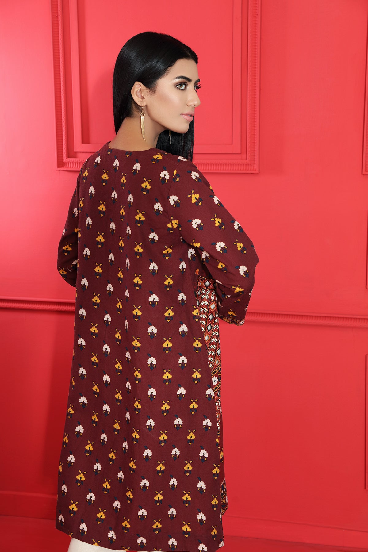 PW20-51 Digital Printed Stitched Khaddar Shirt with Mask -1PC