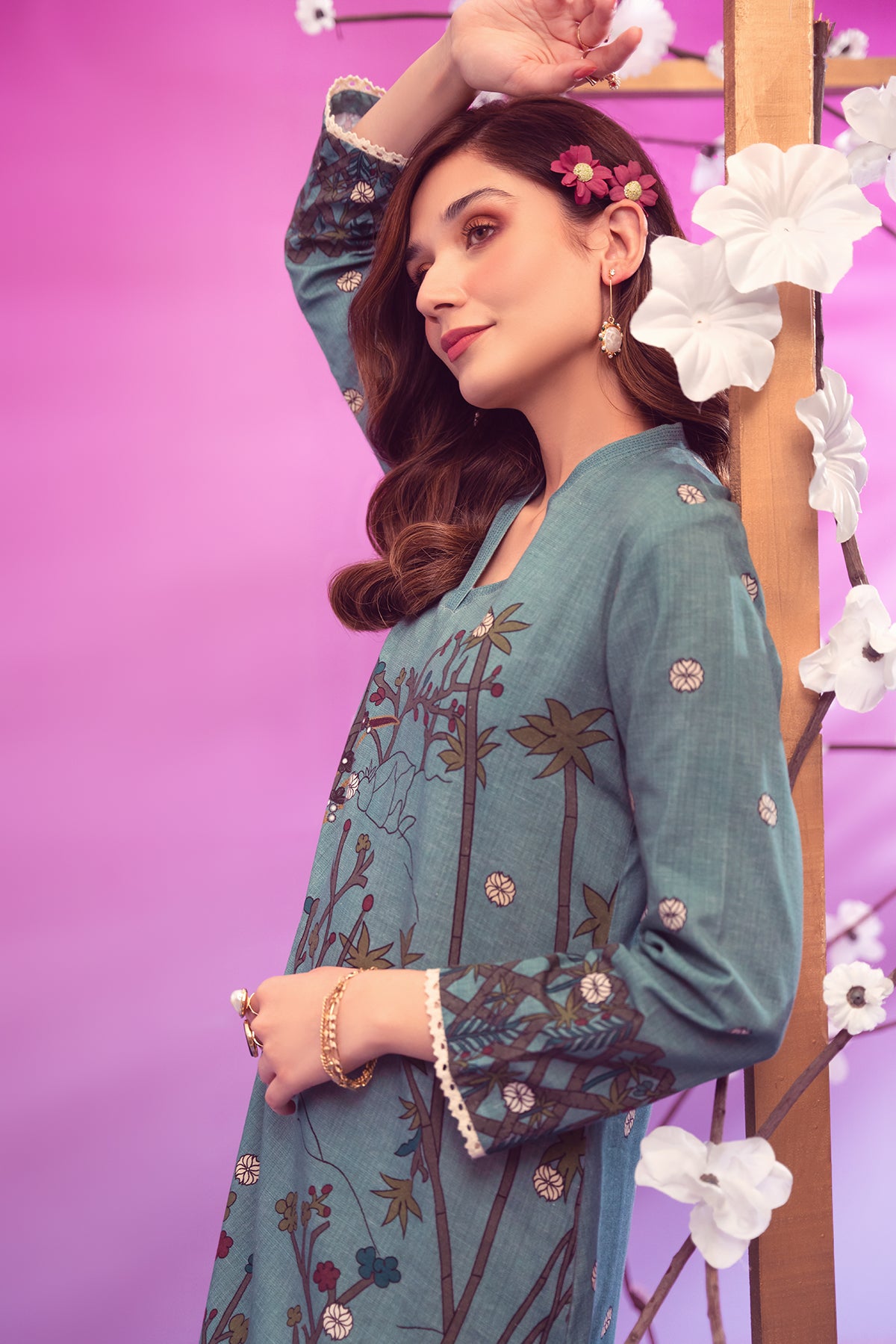 PW22-07-A-Line Printed Shirt 1PC