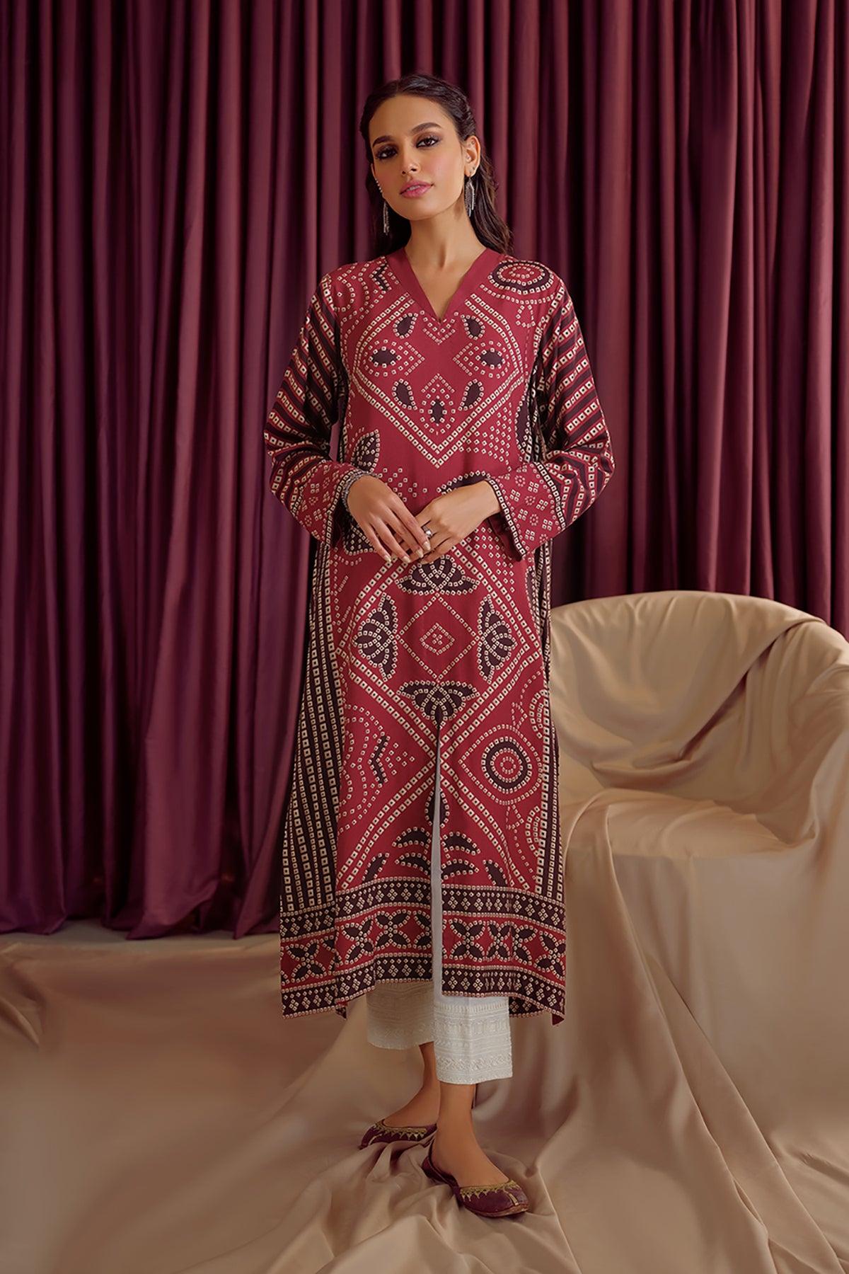 PW22-143-Printed Flared Shirt 1PC