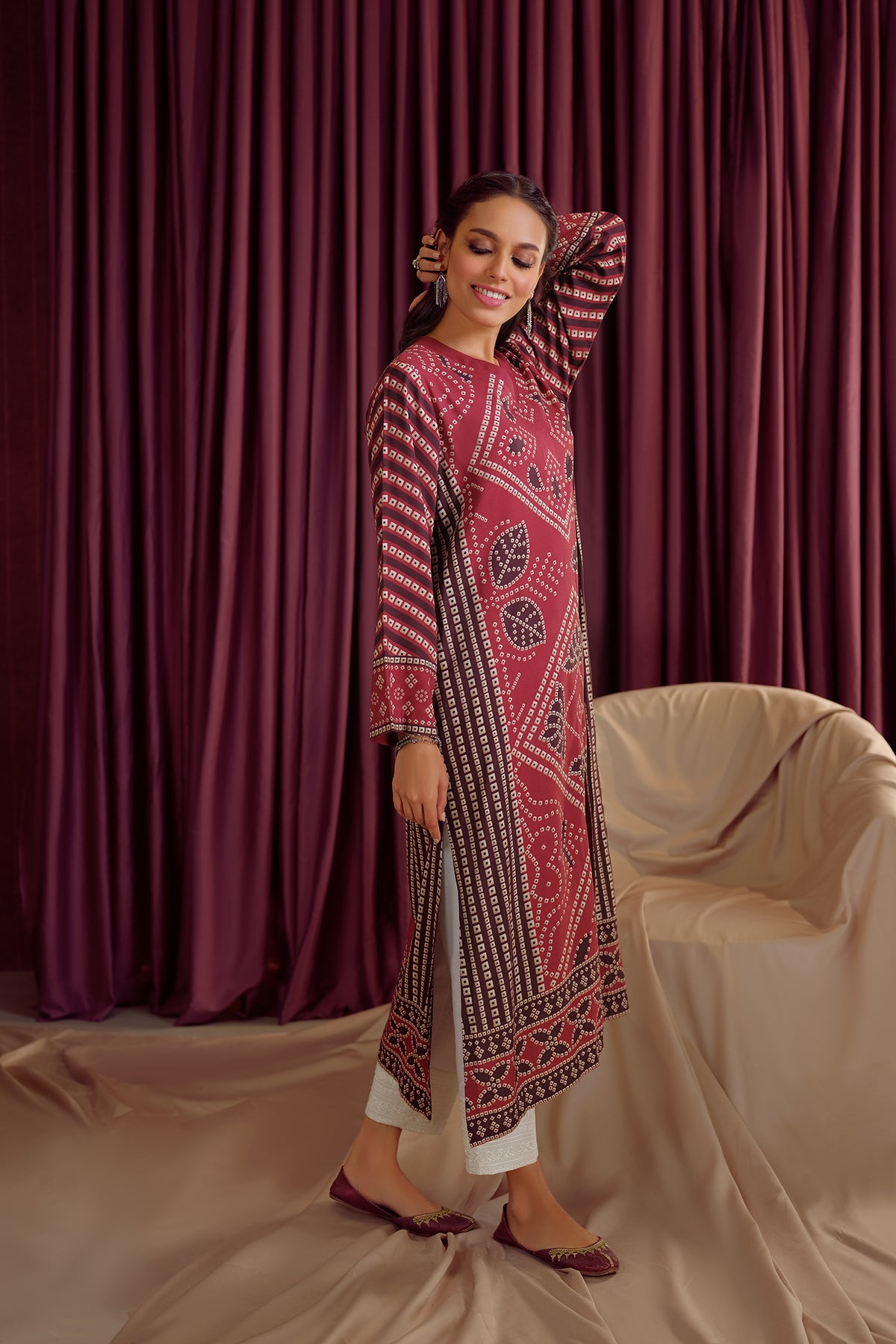 PW22-143-Printed Flared Shirt 1PC