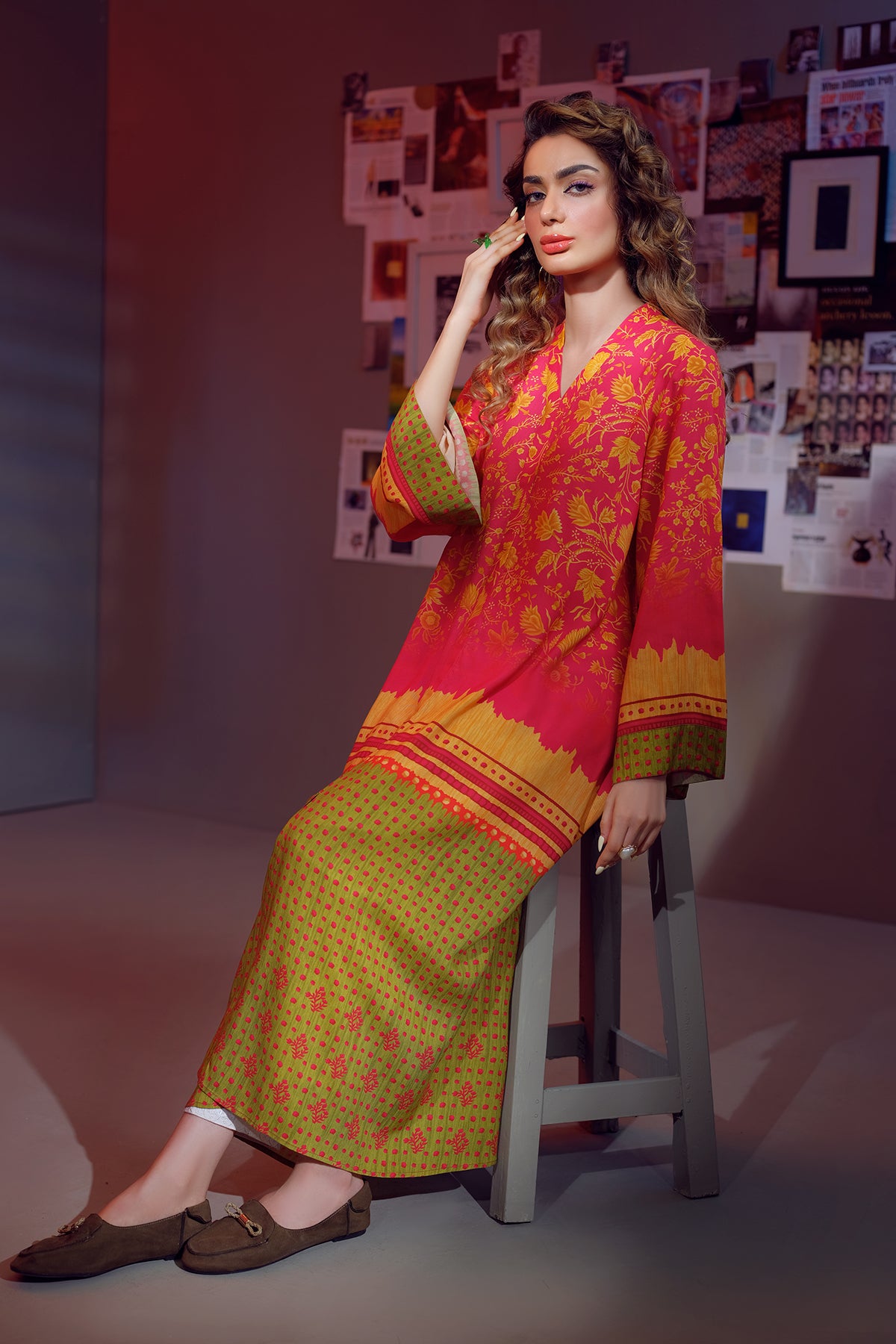 PW22-155-Printed Long Shirt 1PC