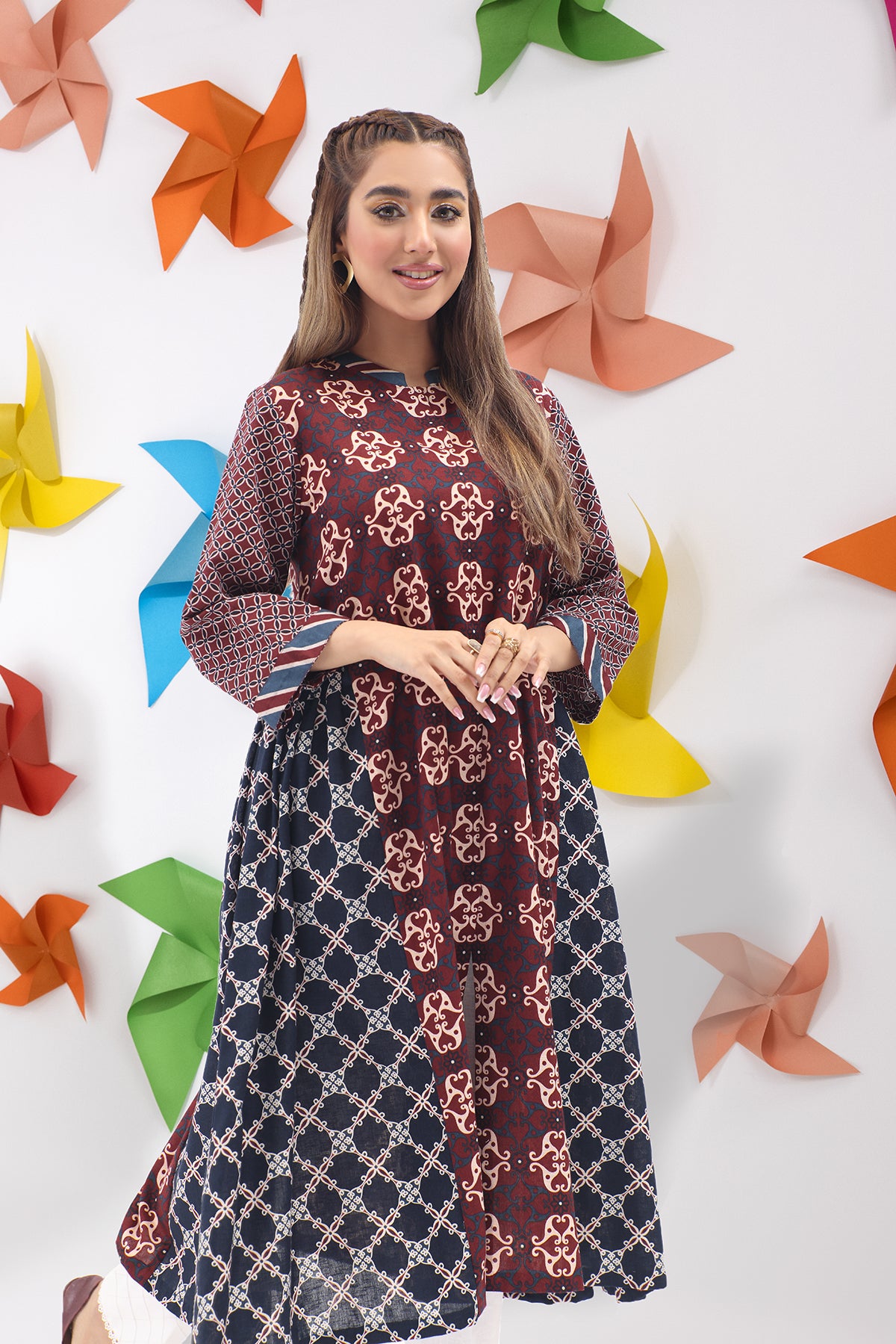 PW22-168-Printed Flared Shirt 1PC