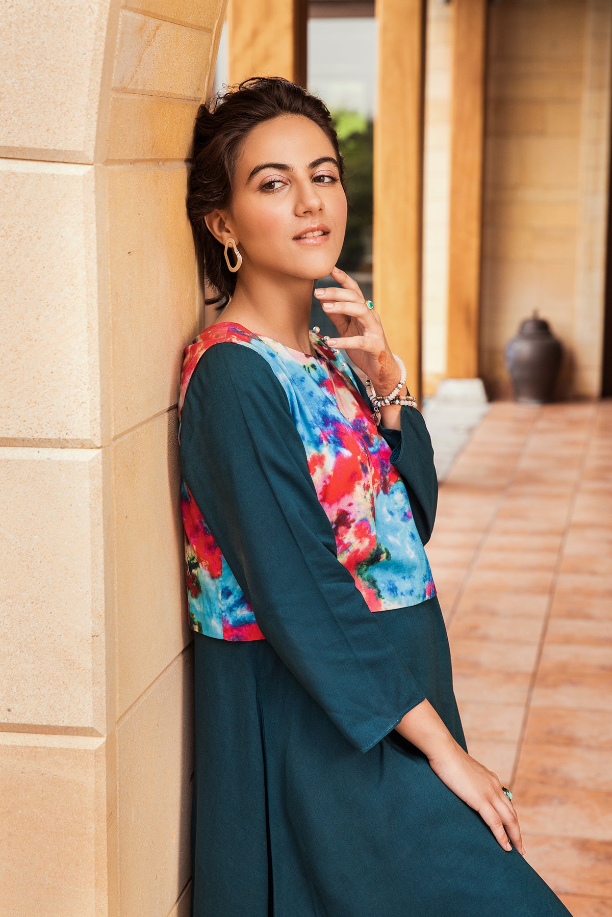 PW22-177-Printed Layered Shirt 1PC