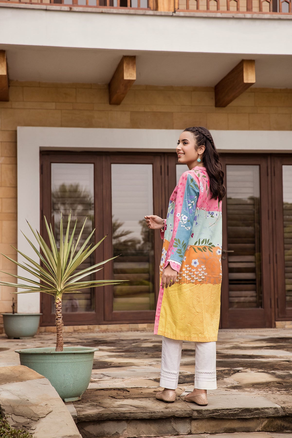 PW22-65-High Low Printed Shirt 1PC