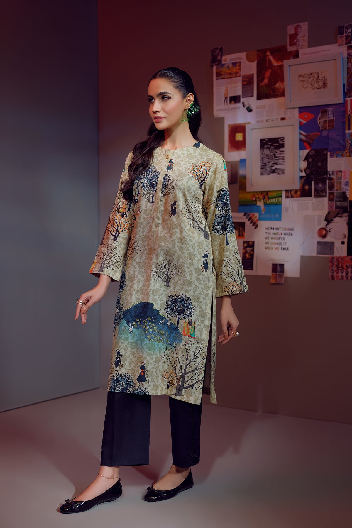 PW22-91-Round Neck Printed Shirt 1PC