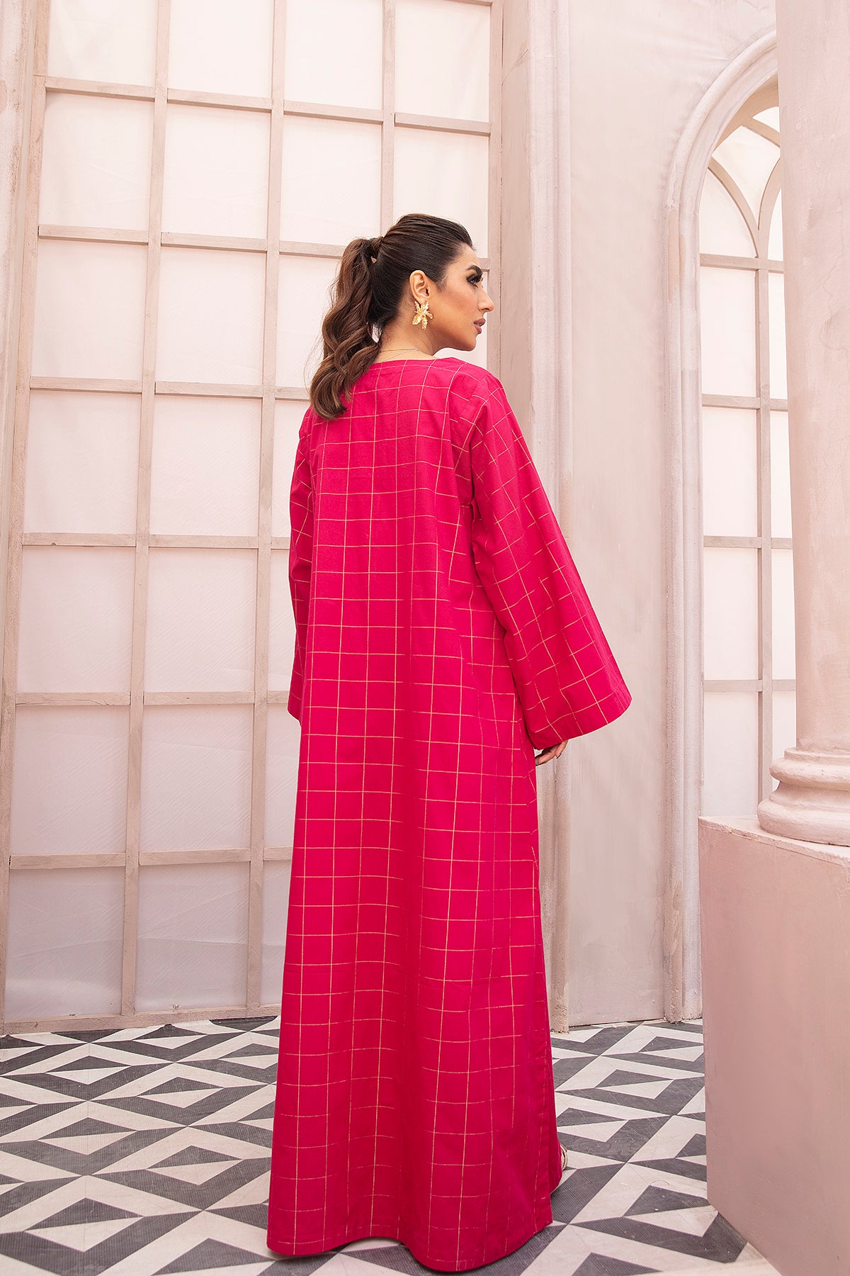 DE22-17-Button Detailing Basic Fustaan 1PC