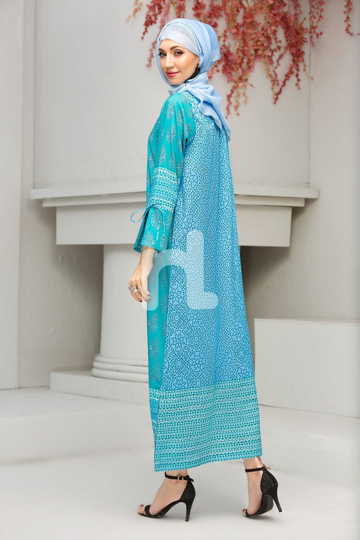 DS18-77 Blue Digital Printed Stitched Jalabiyas - 1PC - Nishat Linen UAE