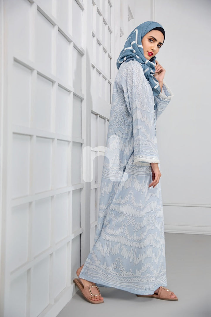 DS19-05 Blue Digital Printed Stitched Cambric Jalabiya - 1PC - Nishat Linen UAE